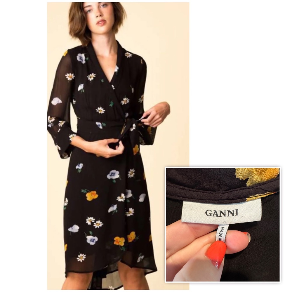 Ganni Wrap Dress Women’s Size XS Dainty Georgette Floral